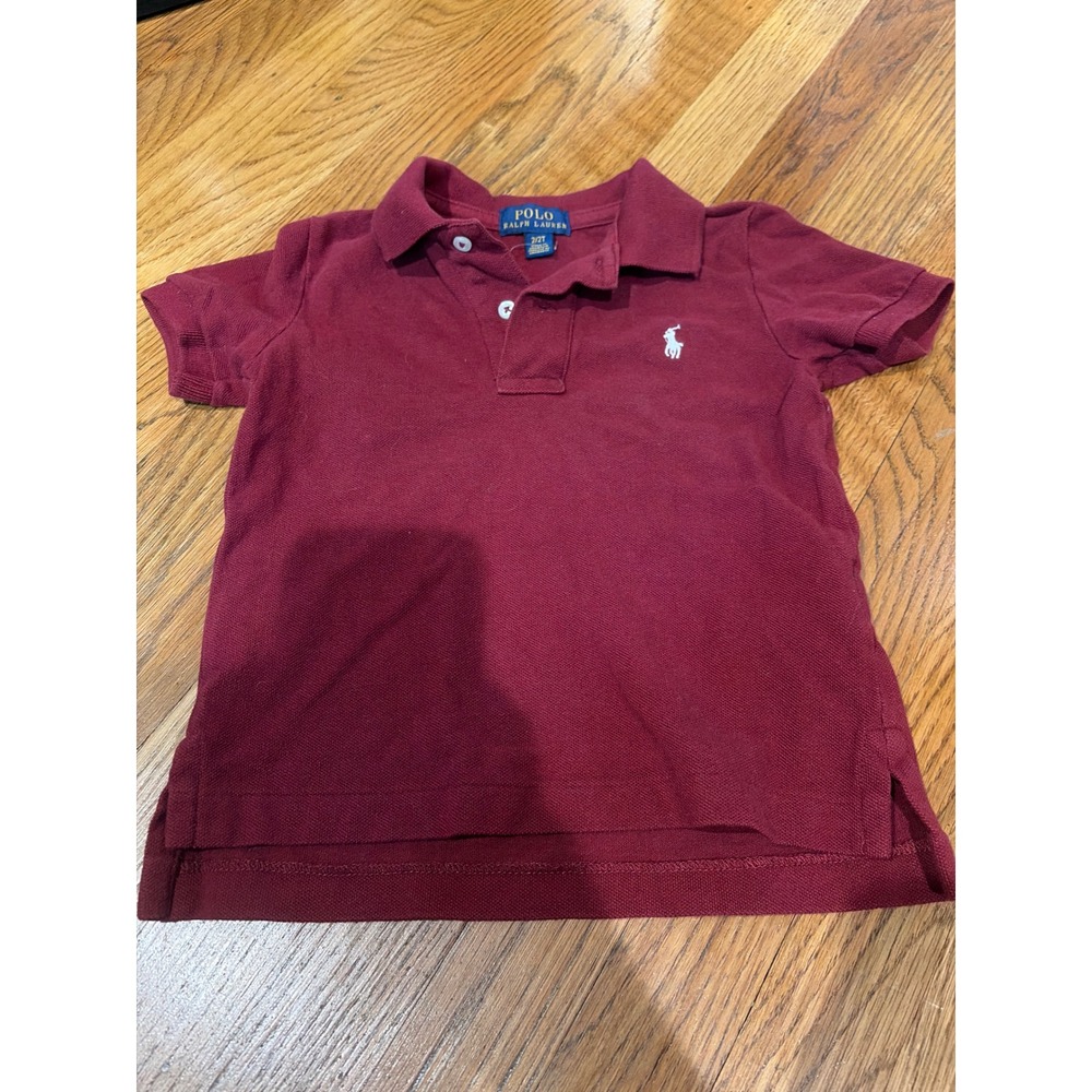 Polo Ralph Lauren Boys 2T Burgundy Maroon Short Sleeve Pique Polo Pony Logo